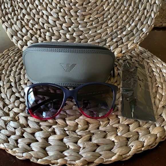 Emporio Armani EA4110F Blue Pink Frame Sunglasses - Picture 2 of 8